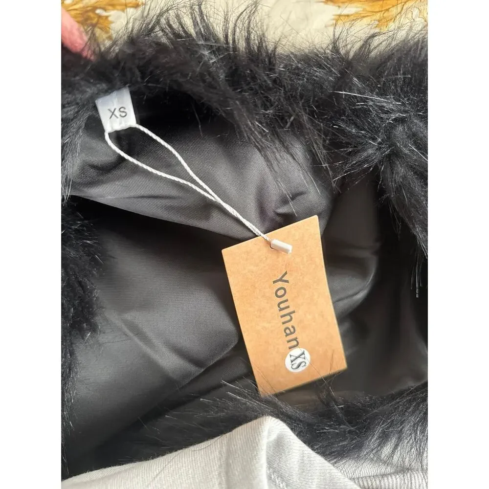NWT Youhan Women's Faux Fur Vest Coat Sleeveless Jacket size xs